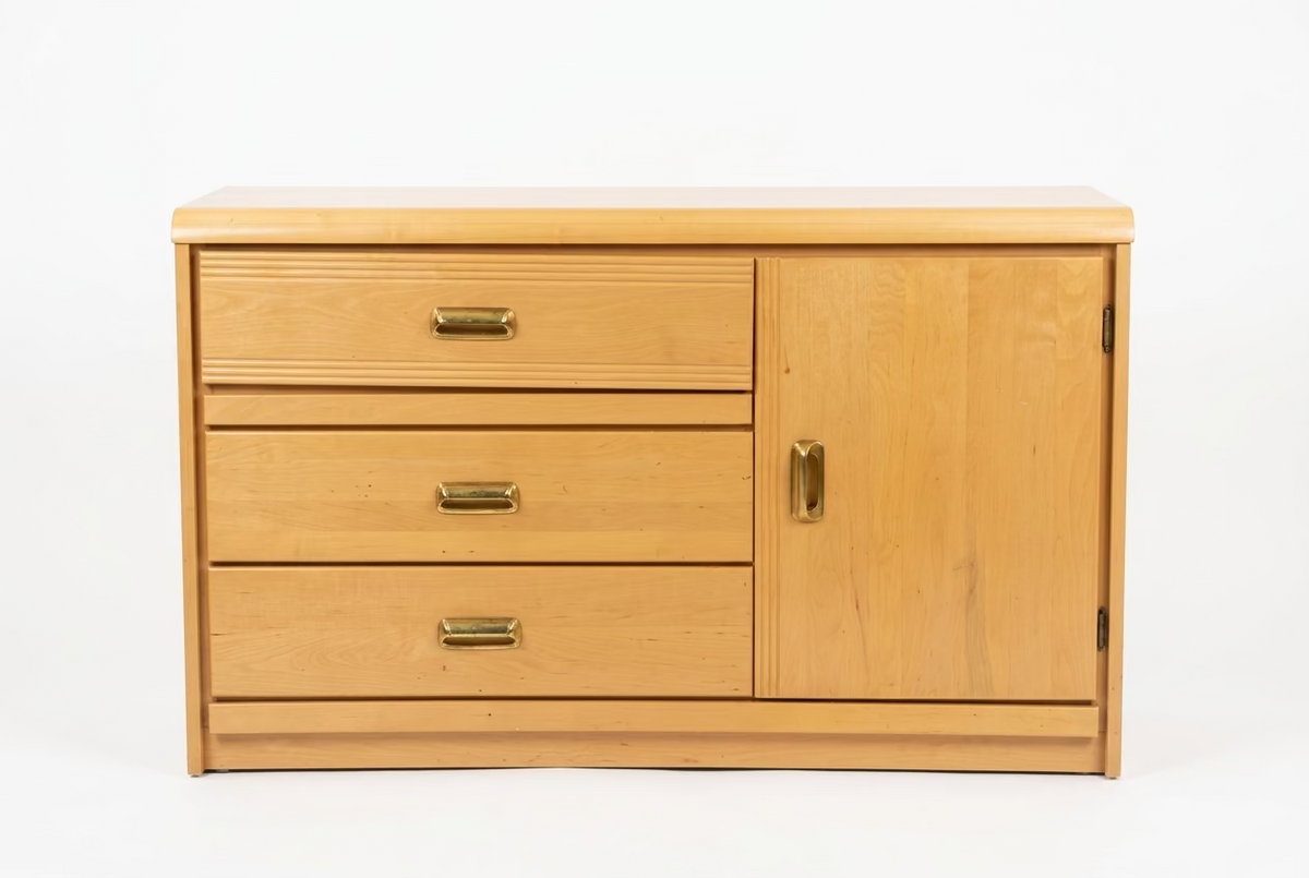 Vintage-Styled Blonde Wood Chest of Drawers