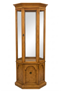 Light Wood Hexagonal Corner Curio Cabinet