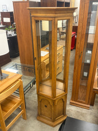 Light Wood Hexagonal Corner Curio Cabinet