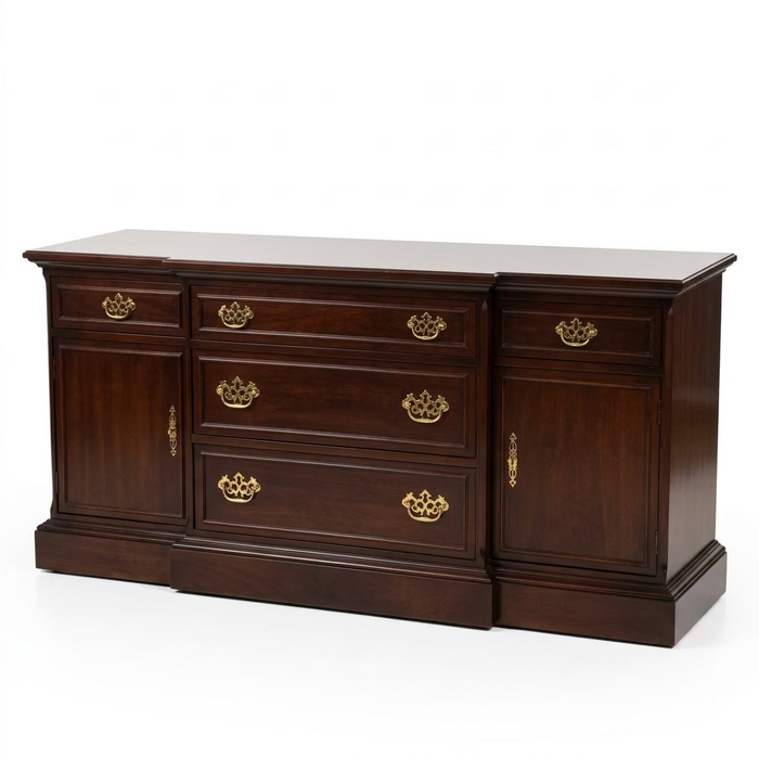 Dark Mahogany Wood Sideboard Credenza