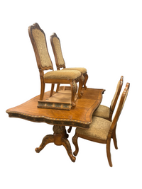 Caramel Brown Ornate Traditional Wooden Dining Set