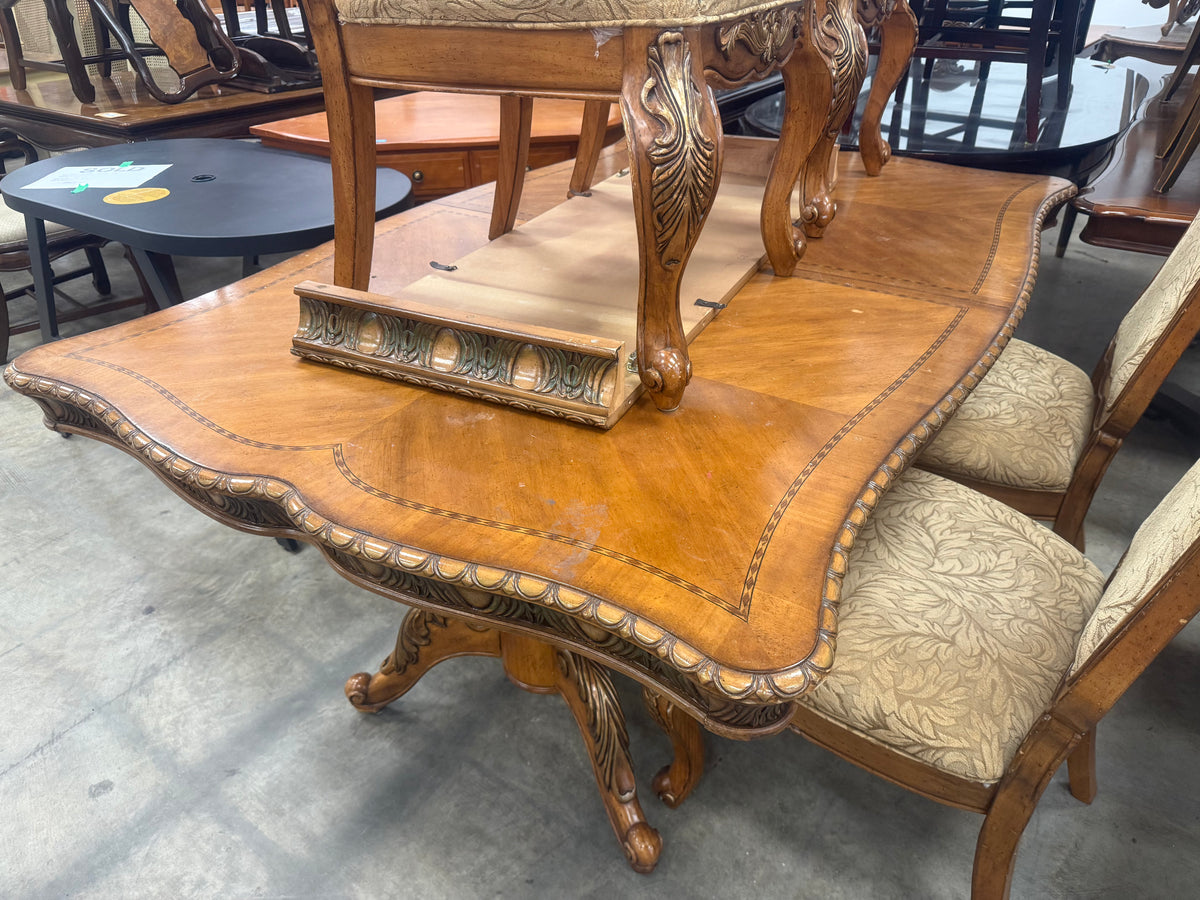 Caramel Brown Ornate Traditional Wooden Dining Set
