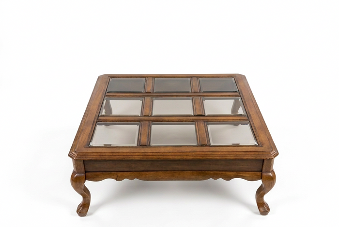 Rustic Styled Caramel Brown Square Coffee Table