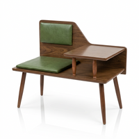 Mid-Century Olive Green Modern Telephone Bench