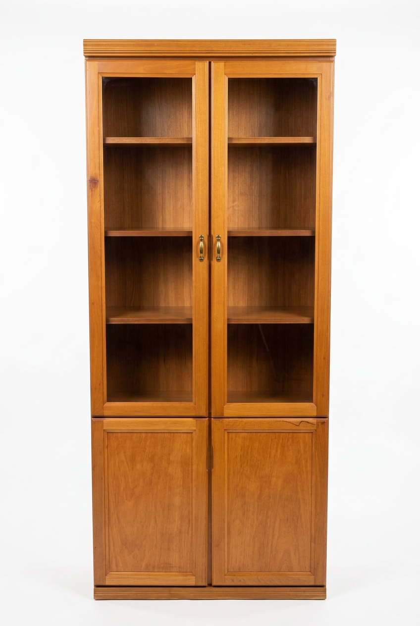 Tall Wooden Display and Storage Cabinet