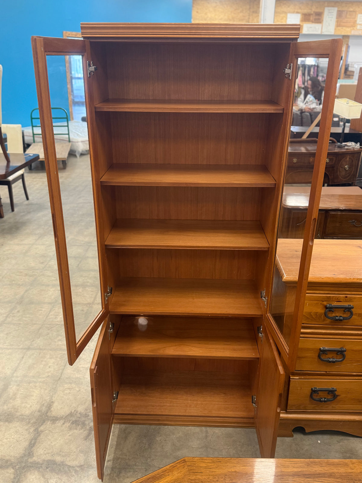 Tall Wooden Display and Storage Cabinet