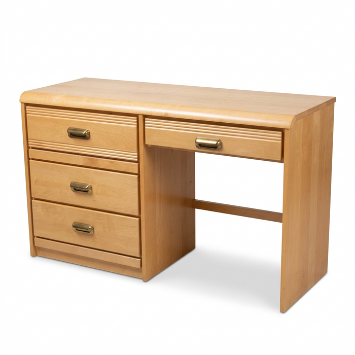Light Wood Retro-Styled Modern Kneehole Desk