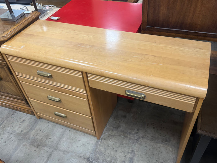 Light Wood Retro-Styled Modern Kneehole Desk