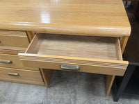 Light Wood Retro-Styled Modern Kneehole Desk