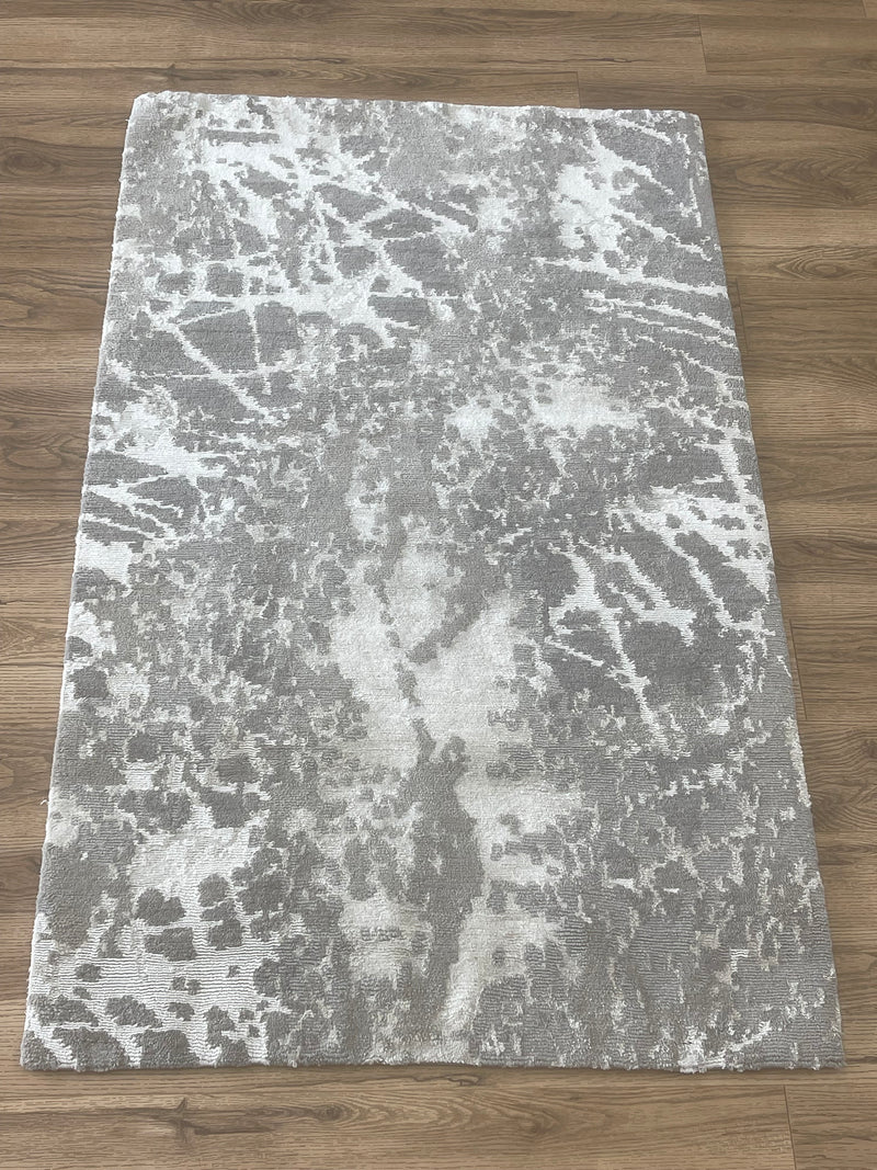 3x5-ft Wool/ Linen/ Silk Area Rug - Meadow Silverstone