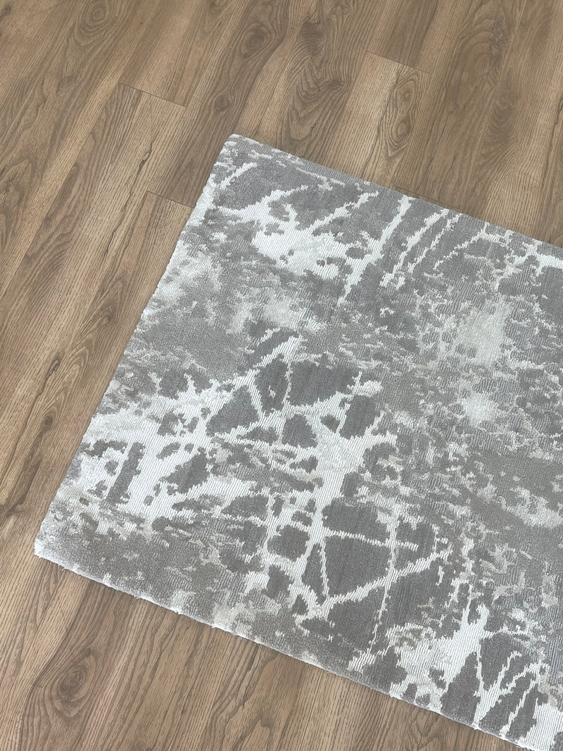 3x5-ft Wool/ Linen/ Silk Area Rug - Meadow Silverstone