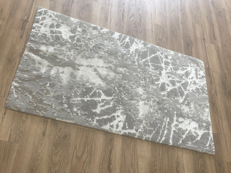 3x5-ft Wool/ Linen/ Silk Area Rug - Meadow Silverstone
