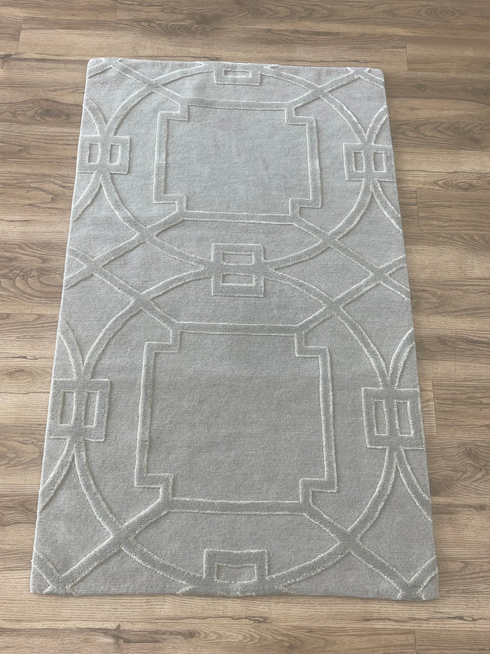 3x5-ft Wool/ Silk Area Rug - Cloistered Iceglass