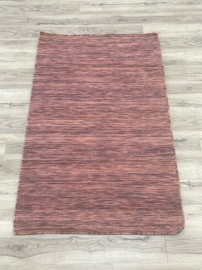 3x5-ft Indian Wool Area Rug - Dhurrie Impression Sienna
