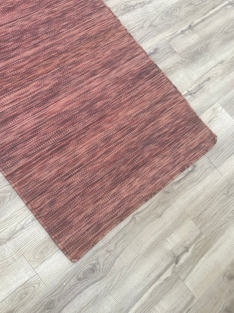 3x5-ft Indian Wool Area Rug - Dhurrie Impression Sienna
