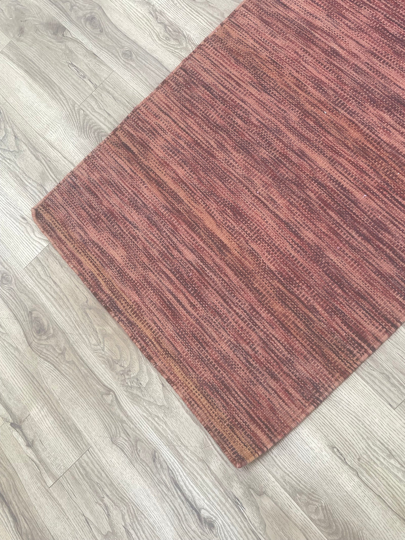 3x5-ft Indian Wool Area Rug - Dhurrie Impression Sienna