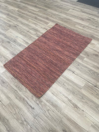 3x5-ft Indian Wool Area Rug - Dhurrie Impression Sienna