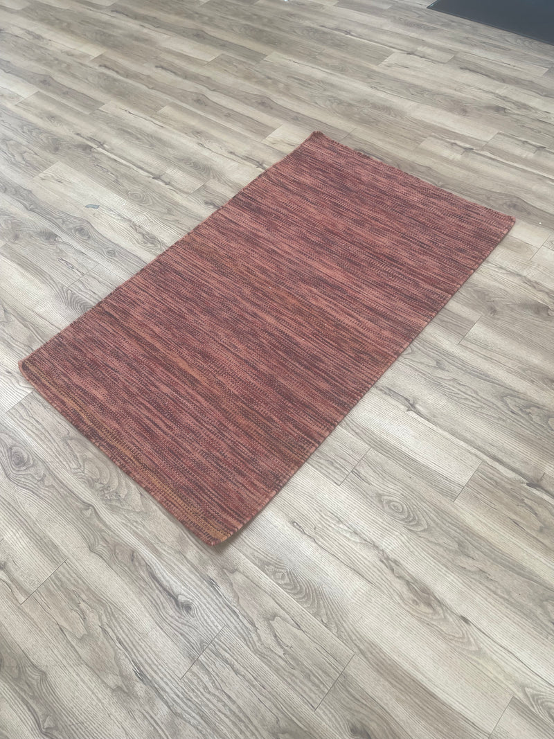 3x5-ft Indian Wool Area Rug - Dhurrie Impression Sienna