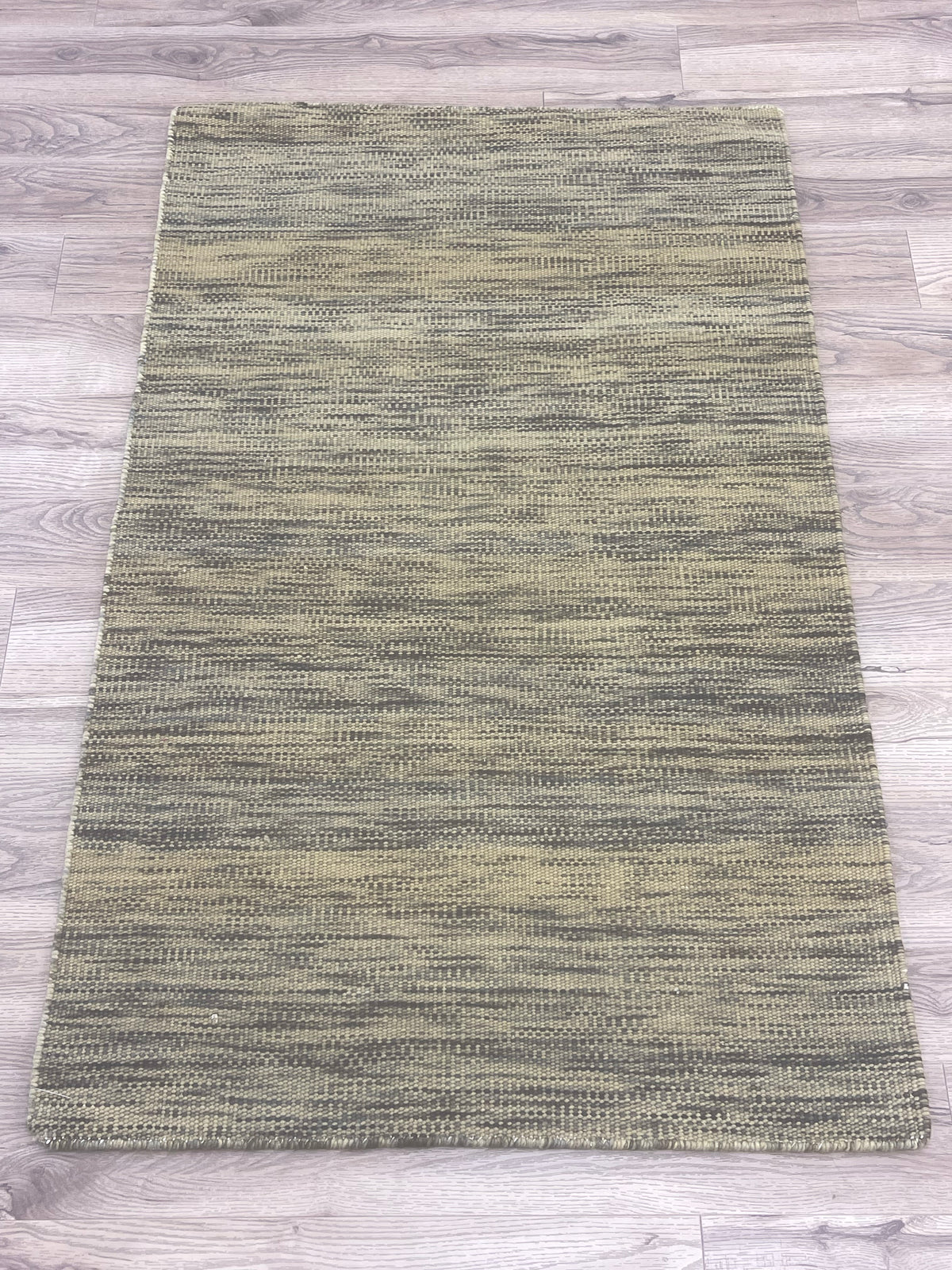 3x5-ft Indian Wool Area Rug - Dhurrie Impression Olive
