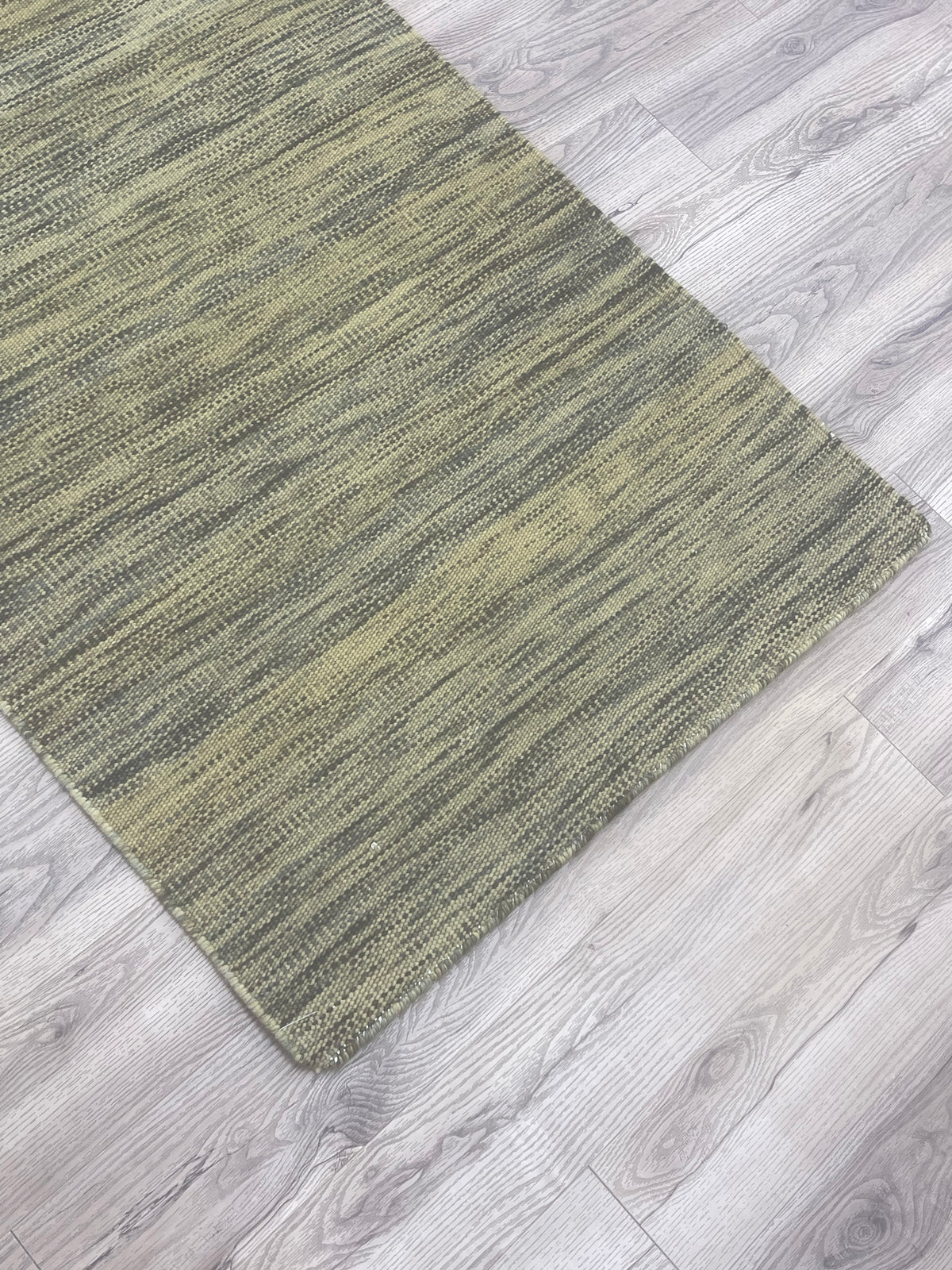 3x5-ft Indian Wool Area Rug - Dhurrie Impression Olive