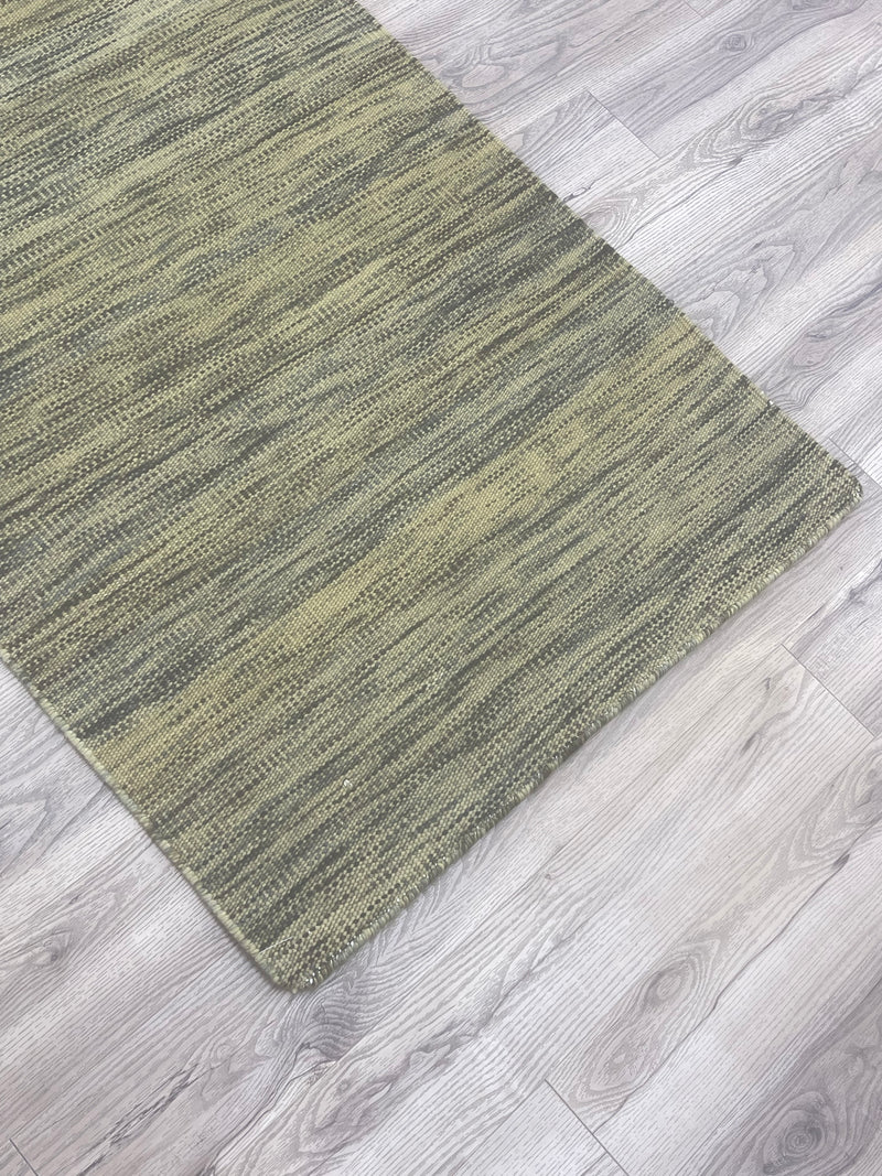 3x5-ft Indian Wool Area Rug - Dhurrie Impression Olive
