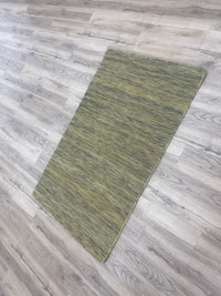 3x5-ft Indian Wool Area Rug - Dhurrie Impression Olive