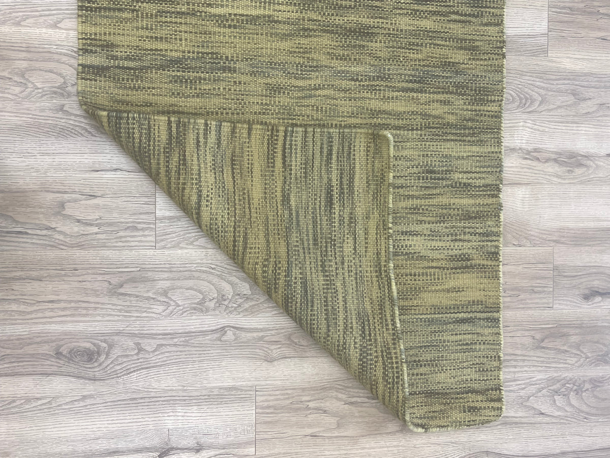 3x5-ft Indian Wool Area Rug - Dhurrie Impression Olive