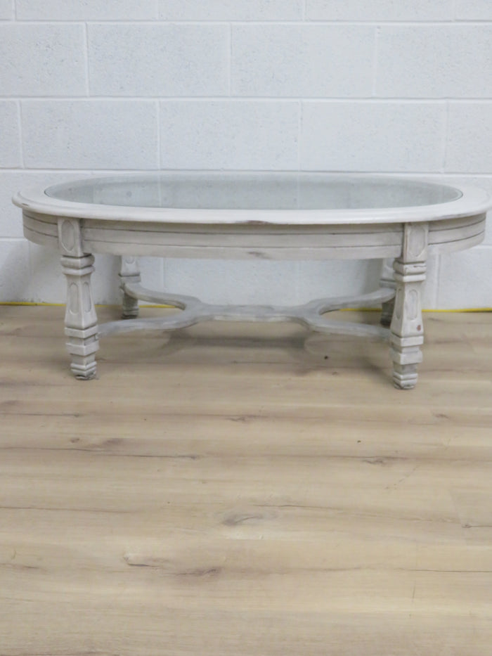 46"W Coffee Table with Glass Top