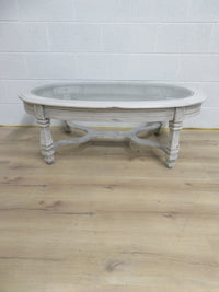 46"W Coffee Table with Glass Top