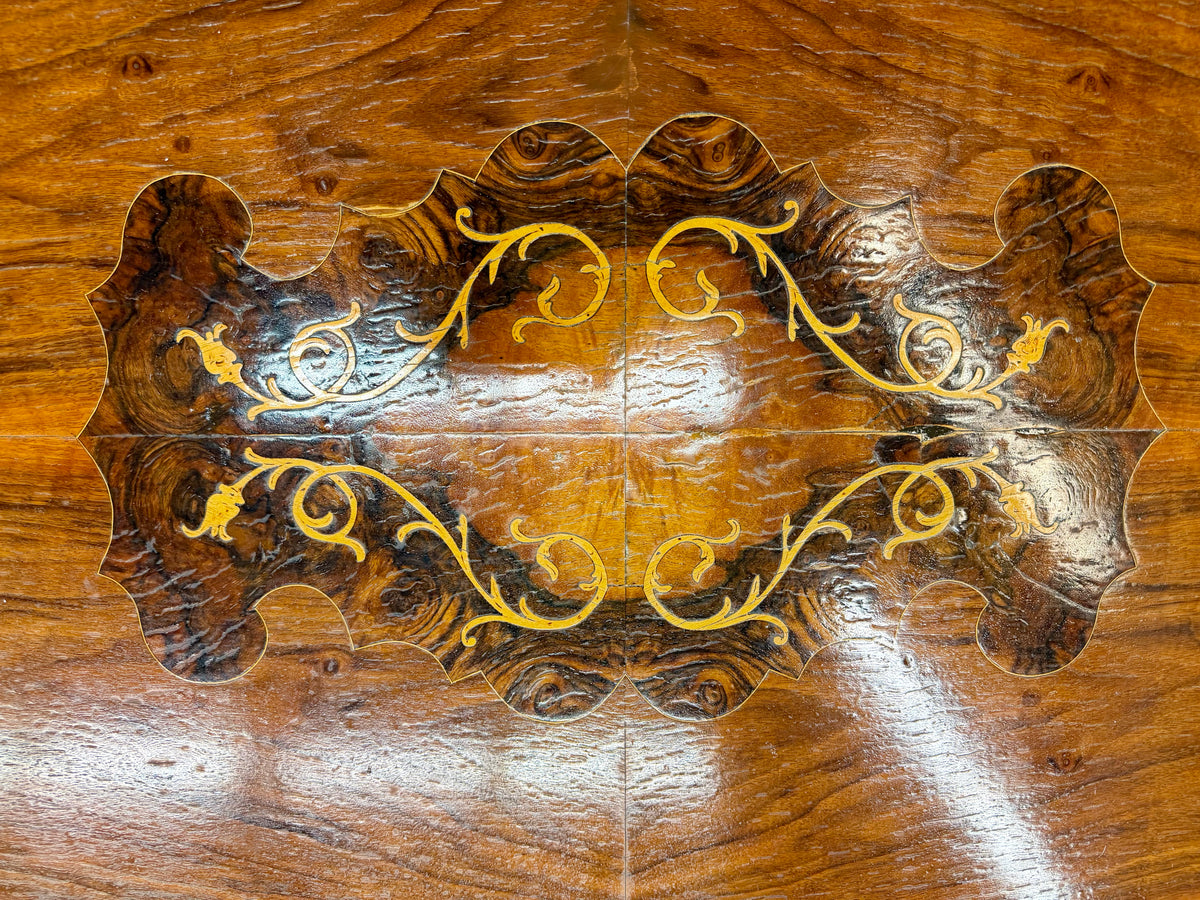 Stunning Italian Marquetry & Burlwood Oval Coffee Table