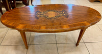 Stunning Italian Marquetry & Burlwood Oval Coffee Table