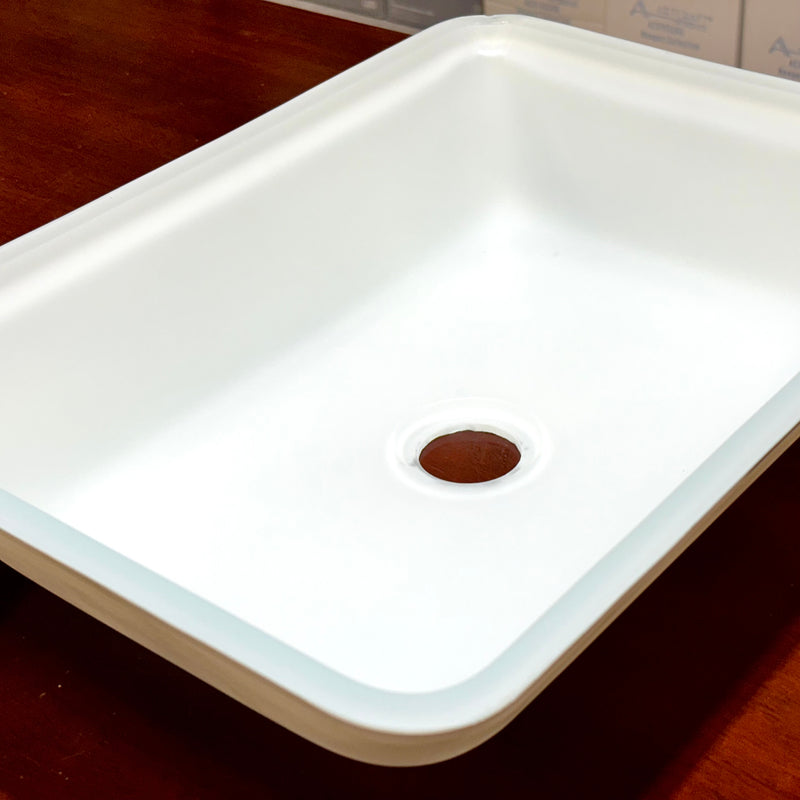 VIGO Sottile Modern Glass Rectangular Vessel Bathroom Sink in White