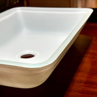 VIGO Sottile Modern Glass Rectangular Vessel Bathroom Sink in White