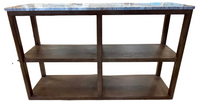 Exquisite Brown and White Marble-Topped Console Table with Dual Shelving
