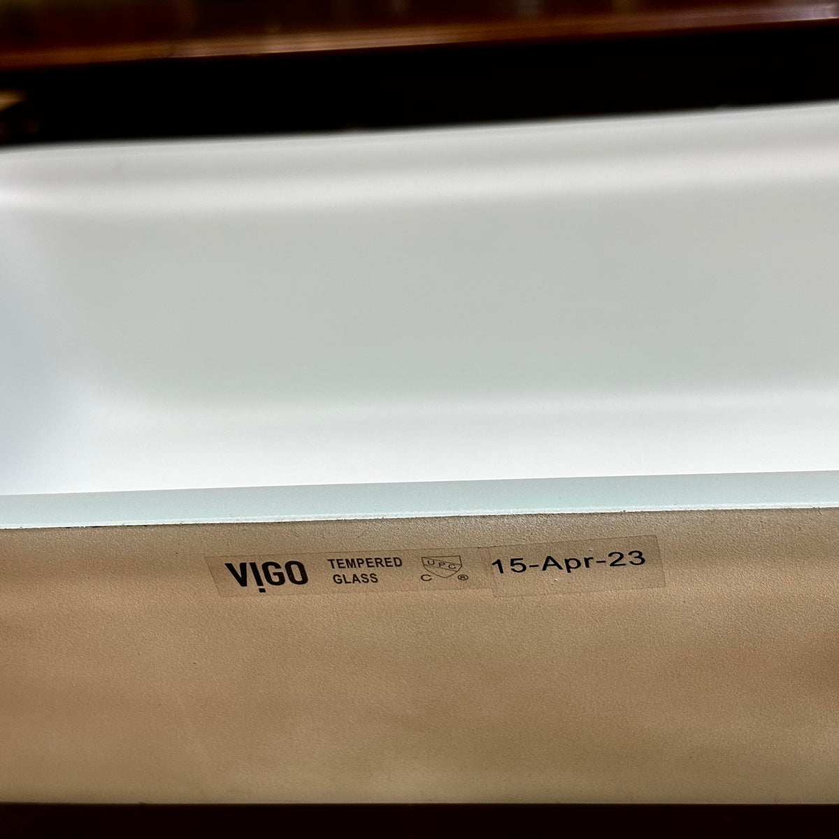 VIGO Sottile Modern Glass Rectangular Vessel Bathroom Sink in White