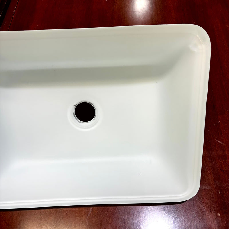 VIGO Sottile Modern Glass Rectangular Vessel Bathroom Sink in White