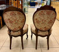 Vintage Victorian-Style Rose-Carved Medallion Back Parlor Accent Chairs (Set of 2)