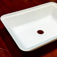 VIGO Sottile Modern Glass Rectangular Vessel Bathroom Sink in White