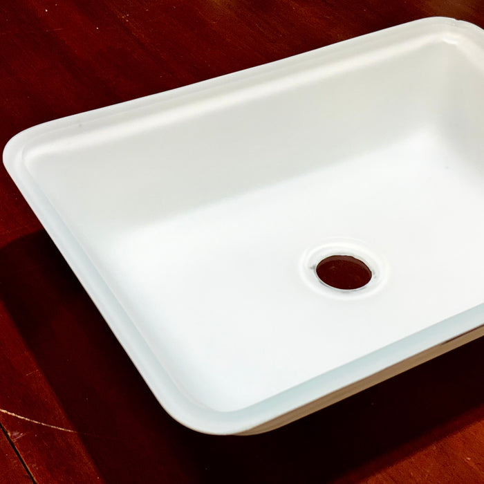 VIGO Sottile Modern Glass Rectangular Vessel Bathroom Sink in White