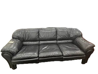 Black Leather 3-Seat Sofa