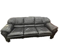 Black Leather 3-Seat Sofa