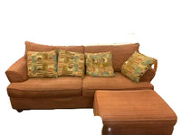 Terracotta Orange Textured Fabric Sofa