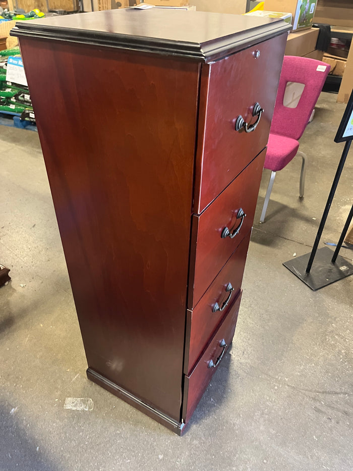 Cherry Wood 4-Drawer Cabinet w/ Lock