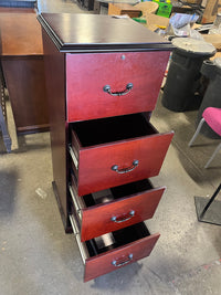 Cherry Wood 4-Drawer Cabinet w/ Lock