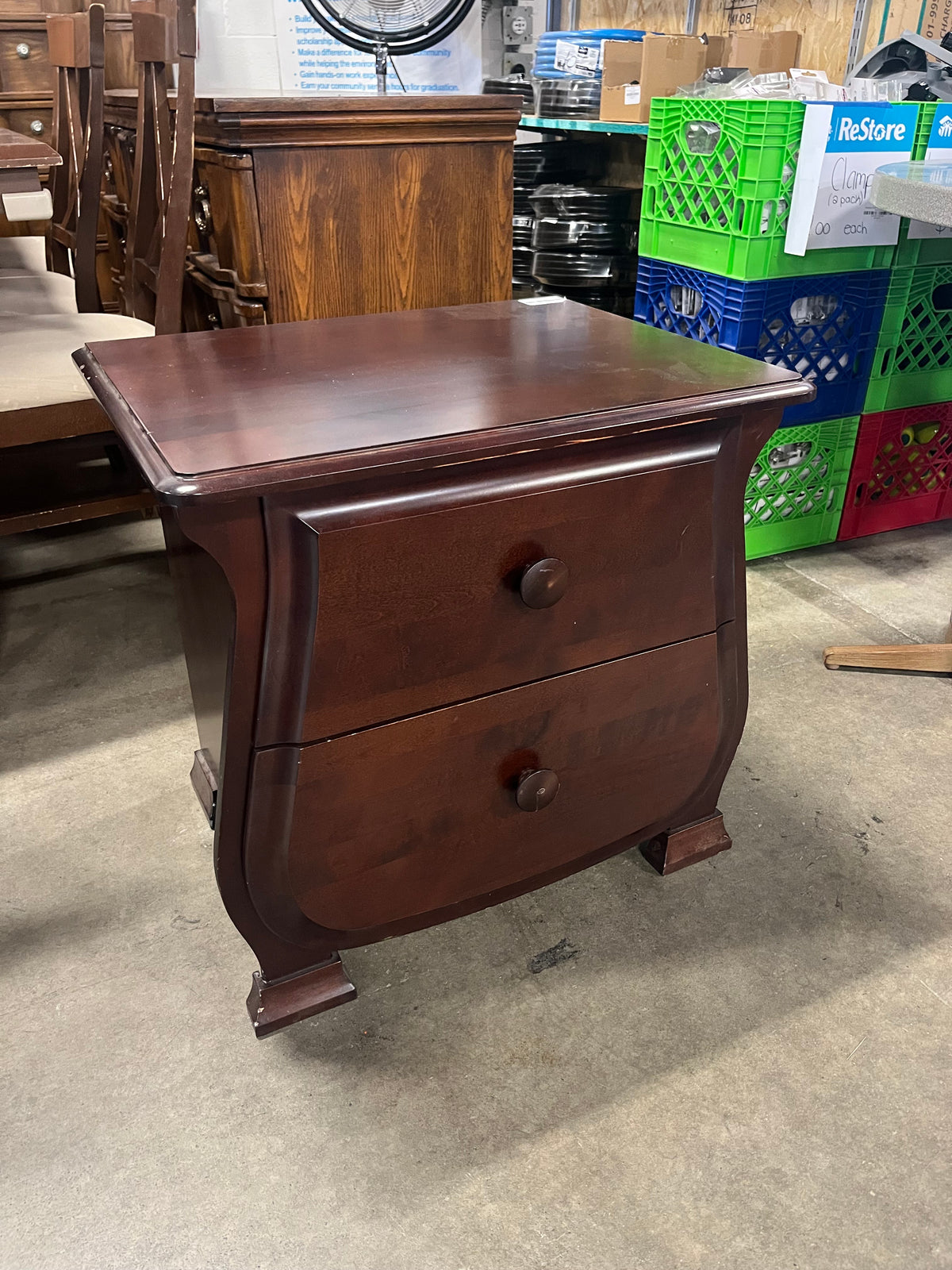 Dark Wood 2-Drawer Nightstand