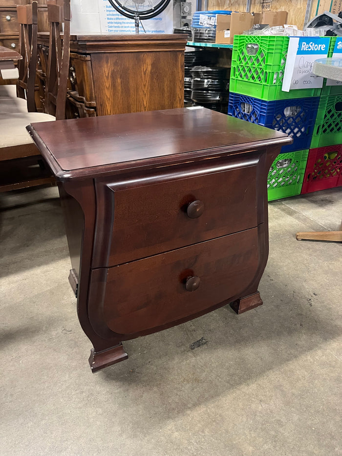 Dark Wood 2-Drawer Nightstand