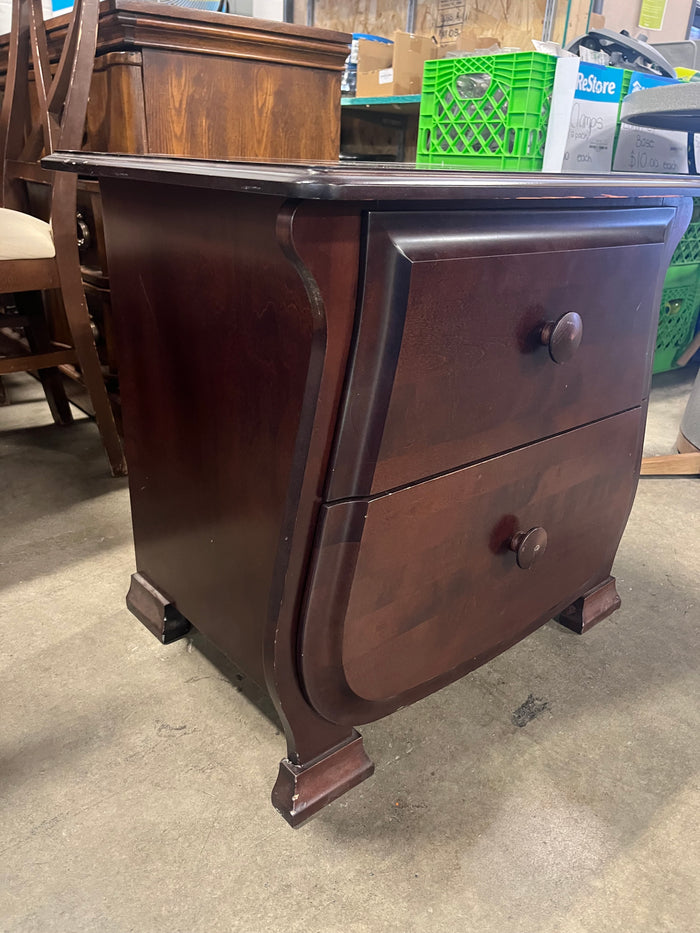 Dark Wood 2-Drawer Nightstand
