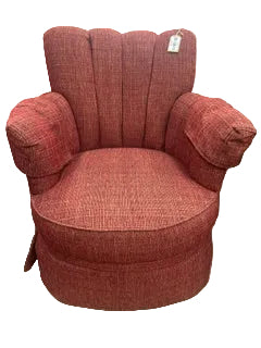 Mid-Century Channel-Back Swivel Armchair