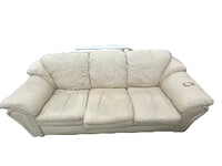 Cream Leather 3-Seat Sofa