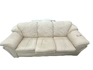 Cream Leather 3-Seat Sofa